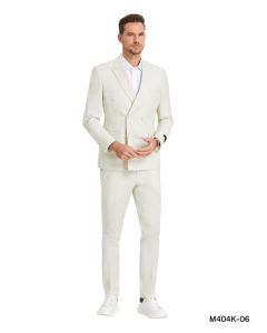 Sean Alexander Men's 2 Piece Double Breasted Suit - Linen Look