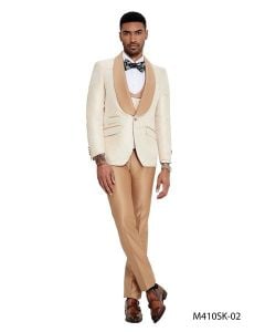 Tazio Men's 3 Piece Skinny Fit Fashion Suit - Wide Shawl Lapel