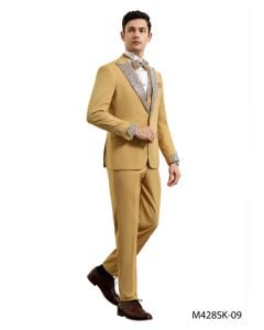 CCO Men's Outlet 3 Piece Skinny Fit Suit - Rhinestone Accents