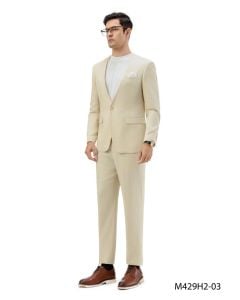 Tazio Men's 2 Piece Hybrid Fit Linen Suit - Collarless