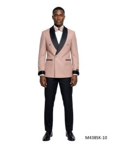 Mauve Mens Suit Double Breasted Suit Jacket Black Pants