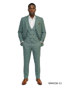 Green Suit Mens Skinny Fit Suits Suit Jacket with Peak Lapel