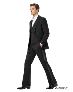 Black Suits Mens Three Piece Suits Flare Pants for Men