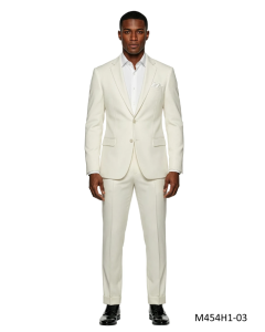 Ivory Two Piece Suits for Men Cuffed Pants