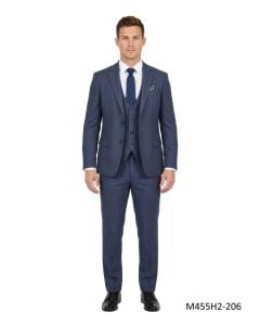 Navy Suit Plaid Mens Suits Fashionable Men's Suit