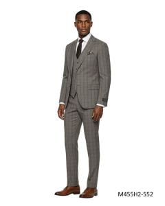 CCO Men's Outlet 3 Piece Hybrid Fit Suit - Windowpane Plaid