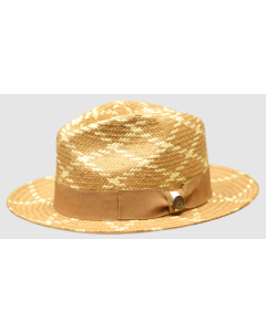 Bruno Capelo Men's Fedora Style Straw Hat - Cross Stitch Weave