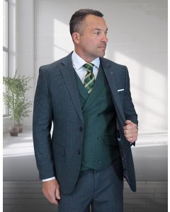 Statement Men's Outlet 3 Piece 100% Wool Modern Fit Suit - Double Breasted Vest