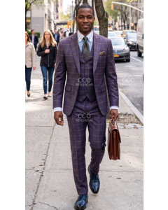 Eggplant 3 Piece Suit Mens Modern Fit Suits