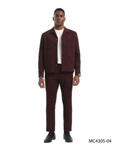 Burgundy Casual Suit for Men Walking Suit Men's Leisure Suits