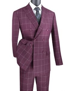 Vinci Men's 2 Piece Modern Fit Suit - Windowpane