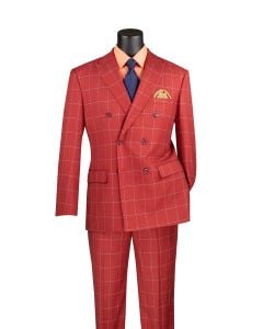 Vinci Men's 2 Piece Modern Fit Suit - Windowpane