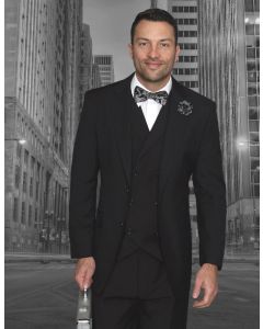 Statement Men's 3 Piece Wool Outlet Suit - Elegant Solid