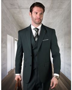 Statement Men's 3 Piece Wool Outlet Suit - Elegant Solid