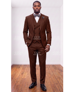 Copper Suit Mens 3 Piece Notch Lapel Wool Suit