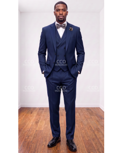 Statement Men's 3 Piece Wool Outlet Suit - Elegant Solid
