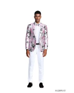 Tazio Men's Classic Fashion Sport Coat - Layered Floral Pattern