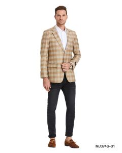 Tazio Men's Classic Fashion Sport Coat - Madras Pattern