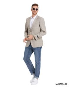 Tazio Men's Classic Fashion Sport Coat - Light Windowpane