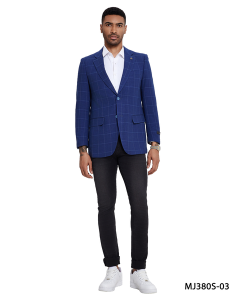 Tazio Men's Slim Fit Fashion Sport Coat - Windowpane