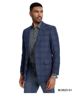 Tazio Men's Slim Fit Fashion Sport Coat - Glen Plaid