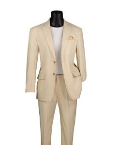 Vinci Men's 2 Piece Modern Fit Linen Suit - Light Colors