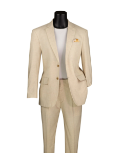 CCO Men's Outlet 2 Piece Modern Fit Linen Suit - Light Colors