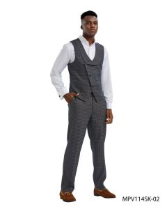 CCO Men's Outlet 2 Piece Skinny Fit Vest Set- Tattersall Pattern