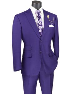 Vinci Men's 2 Piece Modern Fit Suit - Light Windowpane