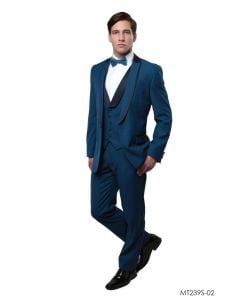 Bryan Michaels Men's 3pc Slim Fit Tuxedo - Satin Collared Vest