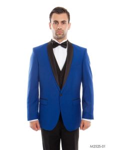 Bryan Michaels Men's 3pc Slim Fit Tuxedo - Layered Lapel