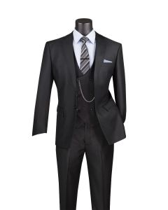 Vinci Men's 3 Piece Modern Fit Suit - Tone on Tone Accents