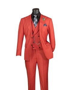 Vinci Men's 3 Piece Wool Feel Modern Fit Suit - Double Breasted Vest