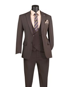 Vinci Men's 3 Piece Super Stretch Modern Fit Suit - Adjustable Waistband