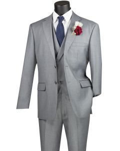 Vinci Men's Outlet 3 Piece Modern Fit Suit - Bold Solid Colors