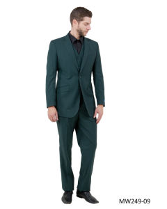 CCO Men's Outlet 3 Piece Modern Fit 100% Wool Suit - Solid Colors