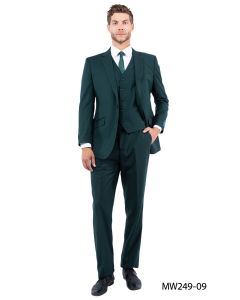 CCO Men's Outlet 3 Piece Modern Fit 100% Wool Suit - Solid Colors