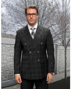Statement Men's 2 Piece 100% Wool Fashion Suit - Smooth Plaid