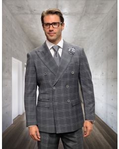 Statement Men's Outlet 2 Piece 100% Wool Fashion Suit - Smooth Plaid
