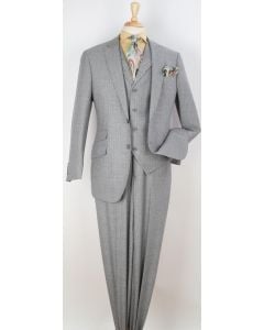 Apollo King Men's Outlet 100% Wool 3pc Fashion Suit - Stylish Peak Lapel