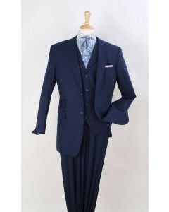Apollo King Men's 3pc 100% Wool Fashion Suit - Stylish Peak Lapel