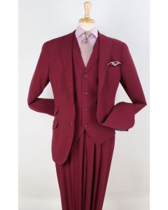 Apollo King Men's 3pc 100% Wool Fashion Suit - Stylish Peak Lapel