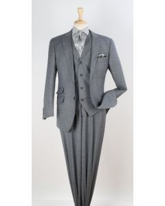 Apollo King Men's 100% Wool 3pc Fashion Suit - Stylish Peak Lapel