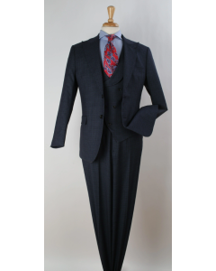 Apollo King Men's Outlet 3pc 100% Wool Fashion Suit - Flat Front Pants