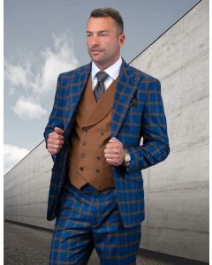 Statement Men's 100% Wool 3 Piece Suit - Vibrant Two Tone