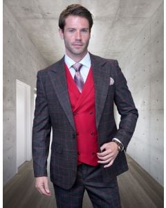 Statement Men's 100% Wool 3 Piece Suit - Vibrant Vest