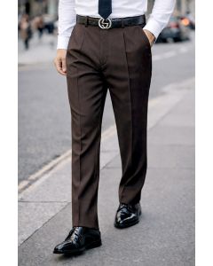 Brown Mens Pleated Pants