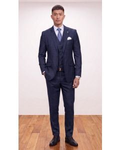 Statement Men's Outlet 3 Piece 100% Wool Modern Fit Suit - Fashion Plaid