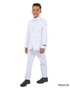 Perry Ellis Outlet Boy's 5 Piece Suit with Shirt & Tie - U Shaped Vest