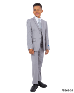Perry Ellis Boy's 5 Piece Suit with Shirt & Tie - U Shaped Vest